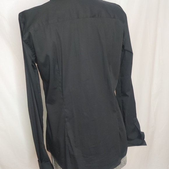 Mos Mosh NWT Women's Black Satin top shirt blouse Sz XL regular fit Jet Black - Picture 3 of 12